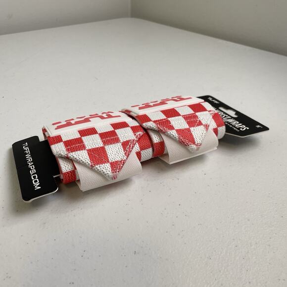 Tuff Villian Wrist Wraps 16" Pink White Checker New Lifting Weight Training - Picture 4 of 5